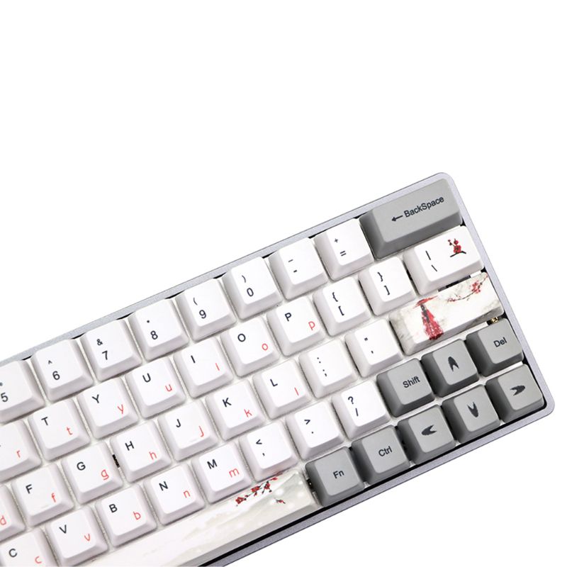 PBT Keycap Set - Dye-Sublimation Whale & Ink Plum - OEM Profile - For GH60 GK64 Mechanical Keyboards