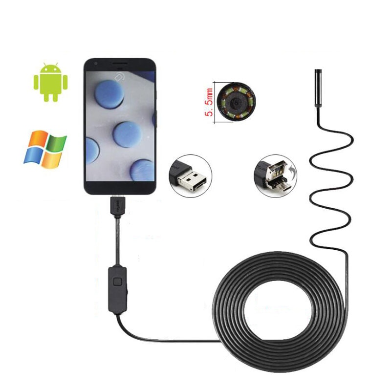2-in-1 Endoscoop USB Android Endoscoop Camera 2/5M Waterdichte C-type Detectie Camera voor PC Android Mobiele Telefoon Buis Endoscoop
