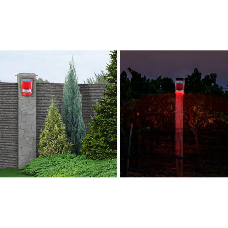 Solar Red 6 LED Alarm Warning Security Traffic Flashing Light Sensor Garden Lamp