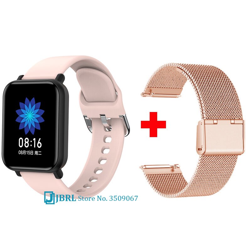 Melhor banda inteligente dos homens das mulheres pulseira inteligente rastreador de fitness para android ios smartband moda toque completo pulseira de pulso inteligente banda: pink add strap 7