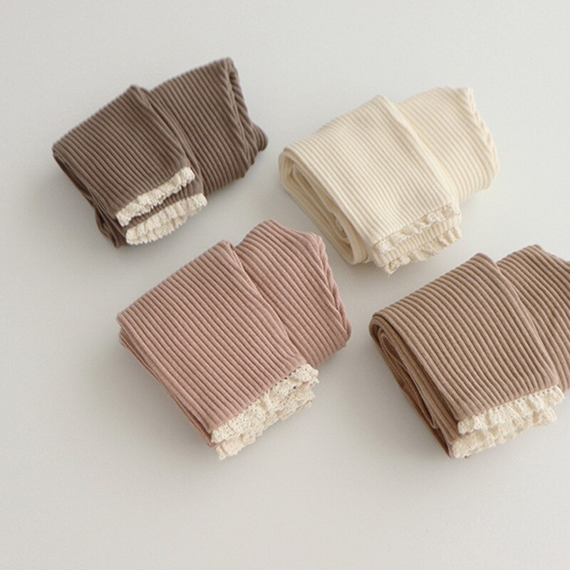 Pantaloni per bambini 2022 pantaloni Color caramella lavorati a maglia completi pantaloni Casual a righe con Leggings a costine per bambina