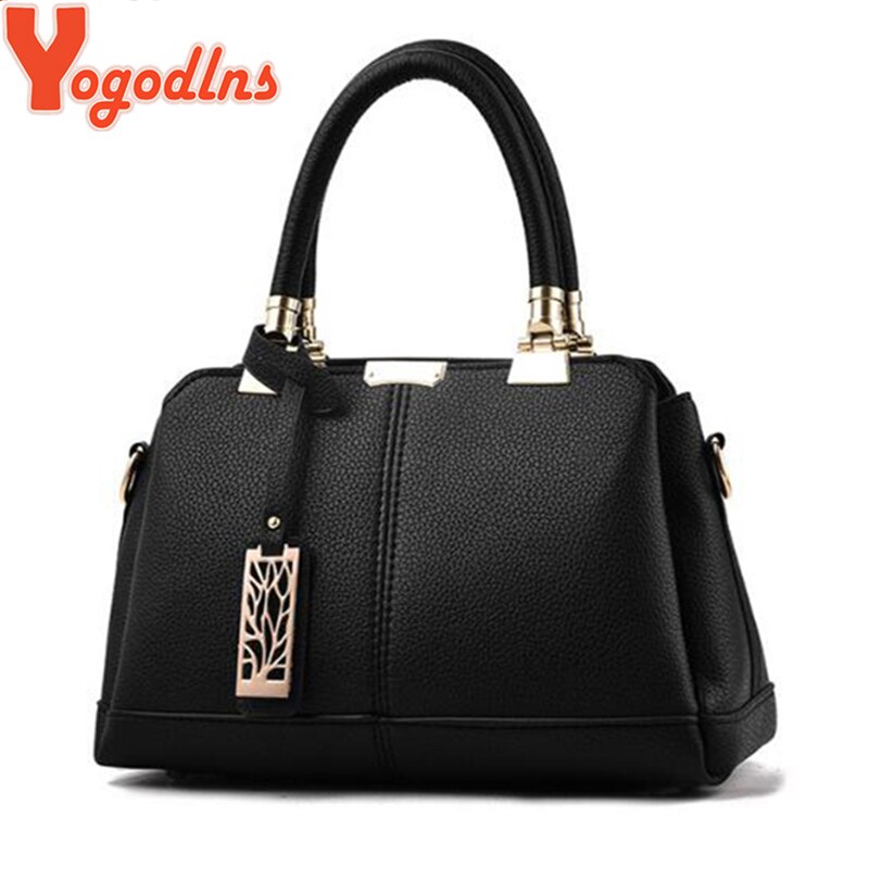 Yogodlns PU Leather Women bag Shoulder Bag Tree Branches Metal Decor Solid color feminina Handbag crossbody bag