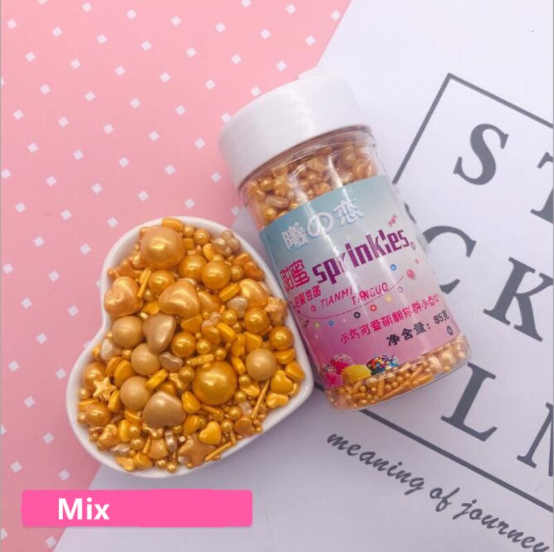10g Kleine Gold Herz Perlen Essbare Perle Fondant Kuchen DIY kuchen Backen Schokolade Dekoration Zucker Süßigkeiten Fimo Tonne: mischen