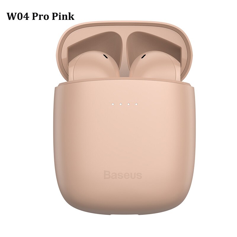 Baseus W04 W09 TWS Bluetooth Earphone 5.0 Headphone Mini Earbuds With Charging Box Stereo Sports True Wireless Headset For Phone: W04 Pro Pink