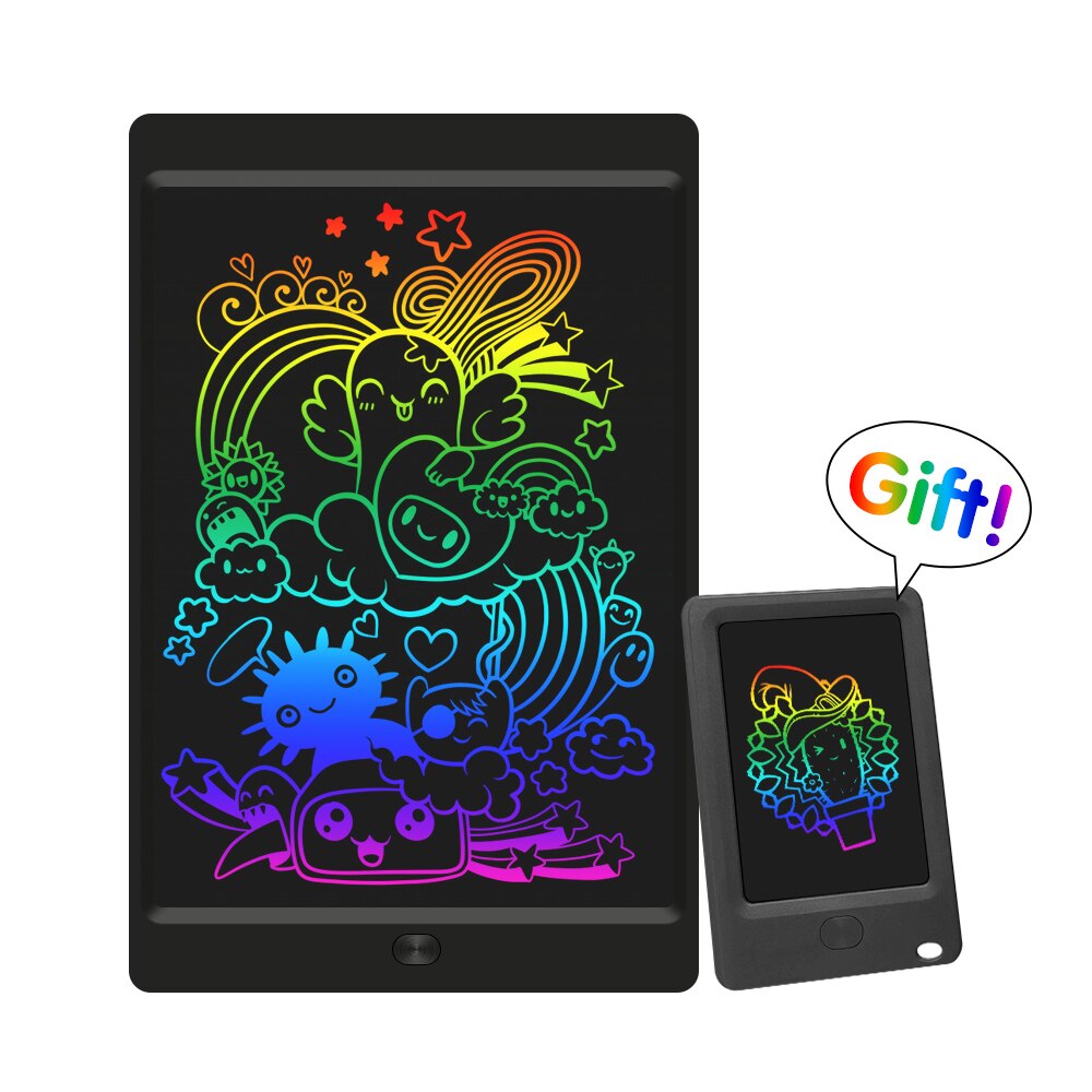 2 Pack LCD Writing Tablet - 12 Inch Color Drawing Pad - Electronic Doodle Board for Kids, Office, Memo, Home Whiteboard: 12 with 4.4 Black