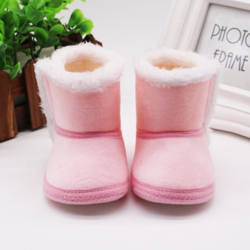 Warm Newborn Toddler Boots Winter First Walkers baby Girls Boys Shoes Soft Sole Fur Snow Booties for 0-18M First Walkers: Pink / 13-18 Months