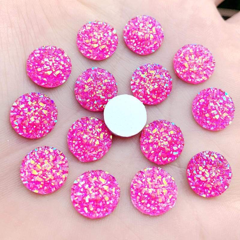 Cristal AB 12mm 80 pièces/lot de pierres précieuses en résine à dos plat, strass ronds à pois, pour décoration à faire soi-même: A553