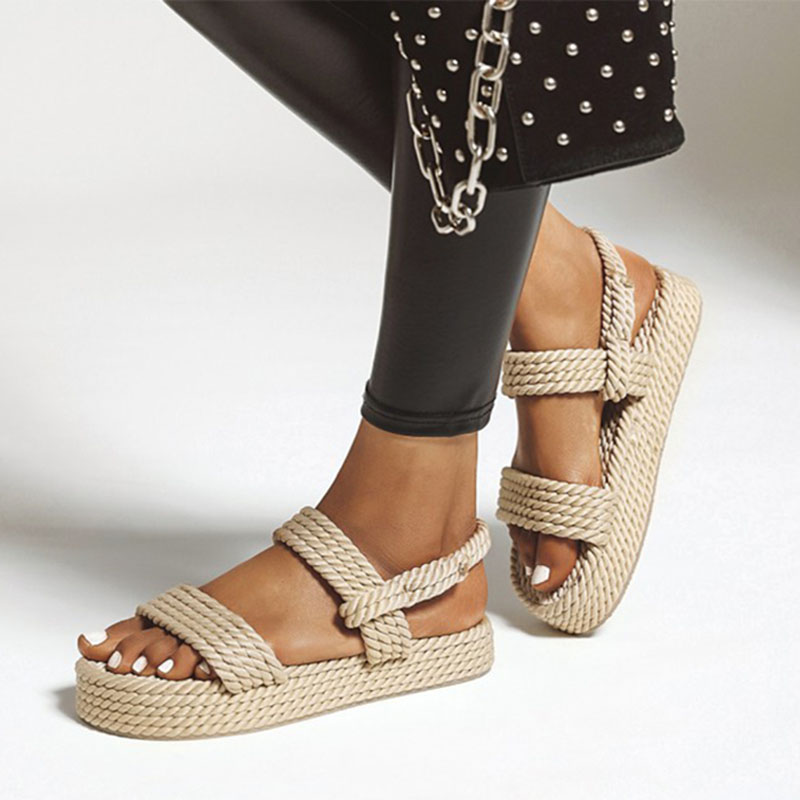 Zomer dames sandalen dames platform wedges schoenen dames hennep gladiator dames thuis dames comfortabele schoenen plus size