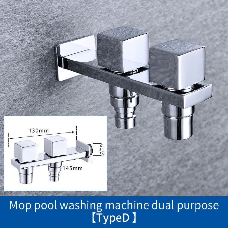 2 Wasser Auslauf Waschmaschine Wasserhahn klopfen doppelt Auslauf Garten draussen Wasser Hahn Verchromt G1/2