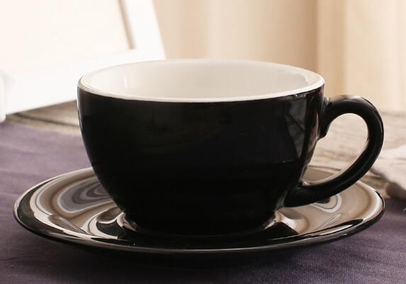 200ml Bunte Dicke Körper Neue Knochen China Cappuccino Tasse und Untertassen Keramik Kaffee Tasse Untertasse Latte Tasse Getränk: Schwarz