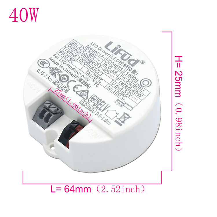 Pilote LED 40W 30W 20W 18W 14W 12W 10W DC33-40V, alimentation de plafond, transformateurs d'éclairage AC220-240V, projecteur LED à monter soi-même: green
