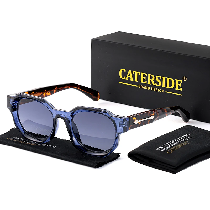 CATERSIDE gafas de sol cuadradas Retro Punk para hombre, montura gruesa Vintage, gafas de sol de para mujer, gafas de viaje para fiestas y vacaciones: Azul