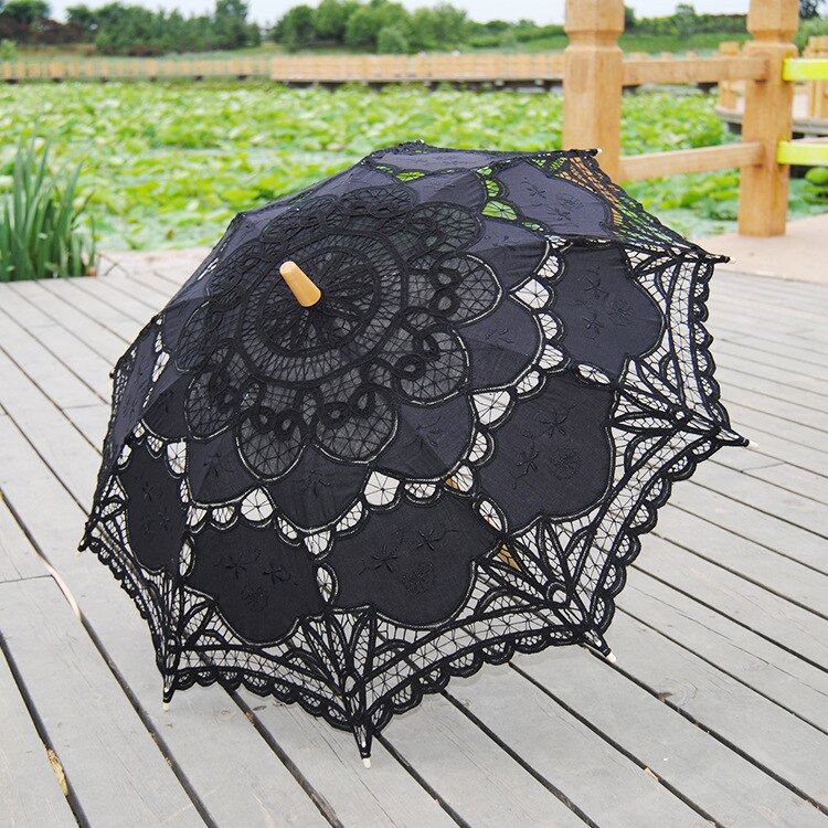 Photography Wedding Umbrellas Lace White Ivory Red Blue Handmade Cotton Embroidered Parisole Umbrellas Victorian Sun For Bride