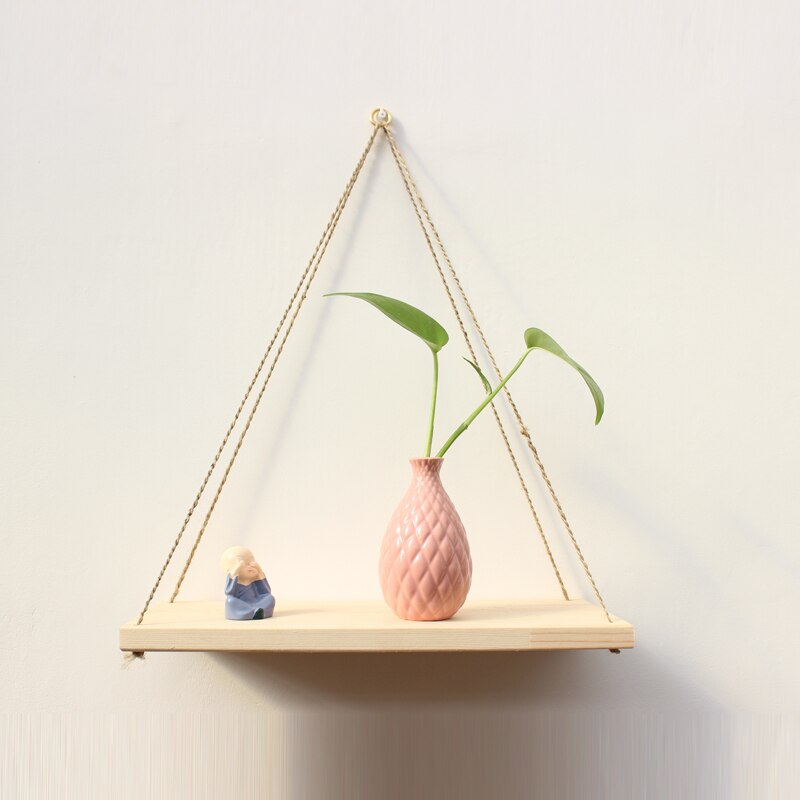 Columpio de madera de primera para colgar, estante flotante montado en la pared, maceta para plantas, decoración interior y exterior, Simple, 1 unidad
