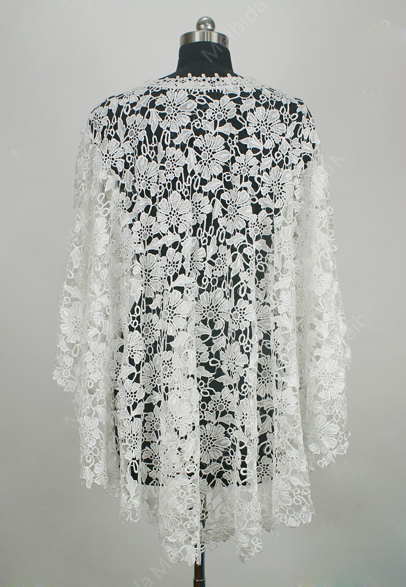 Detacheable Lace Jacket for Wedding Dress Scoop Neck High Low Bridal Wraps