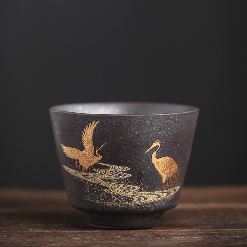 Taza de cerámica horneada hecha a mano de estilo japonés, conjunto de taza maestra Personal, taza de gran tamaño, caja de , tazas de té, 4 Uds.: Teacup D