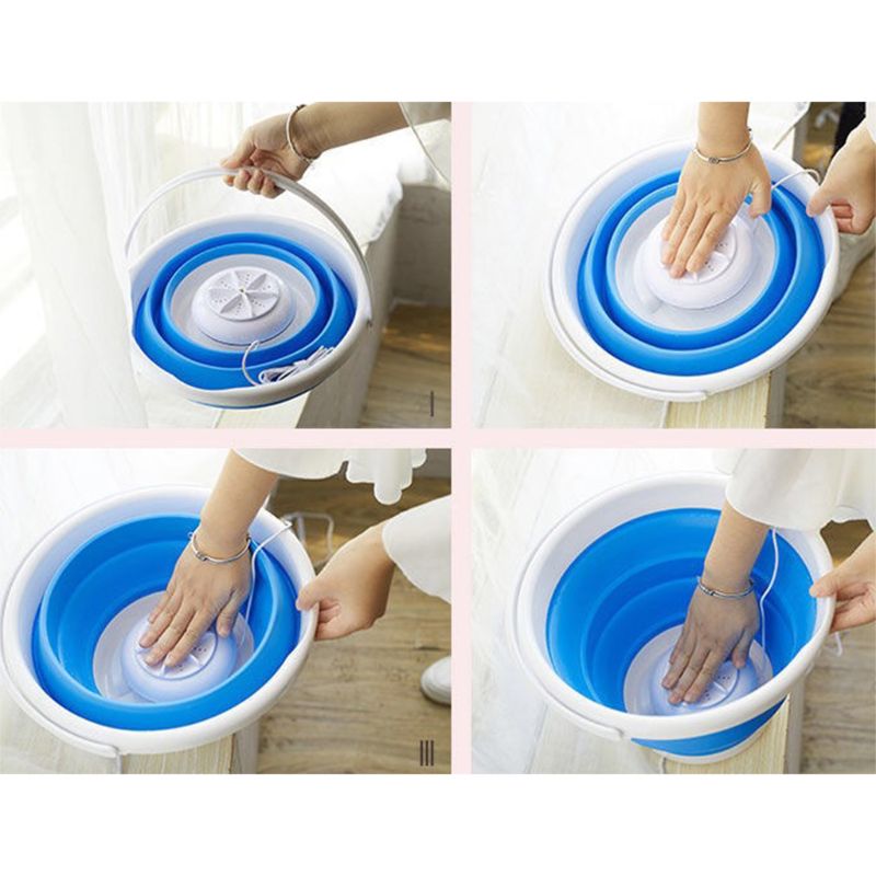 Sammenleggbar mini vaskemaskin roterende ultralyd turbiner vaskemaskin usb lading