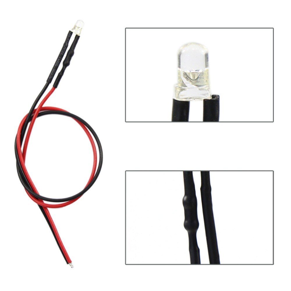 20pcs White /Blue /Green/ Red /Yellow LED Lamp Light Set 20cm Pre Wired 3mm 12V DC L123 model train ho scale railway modeling