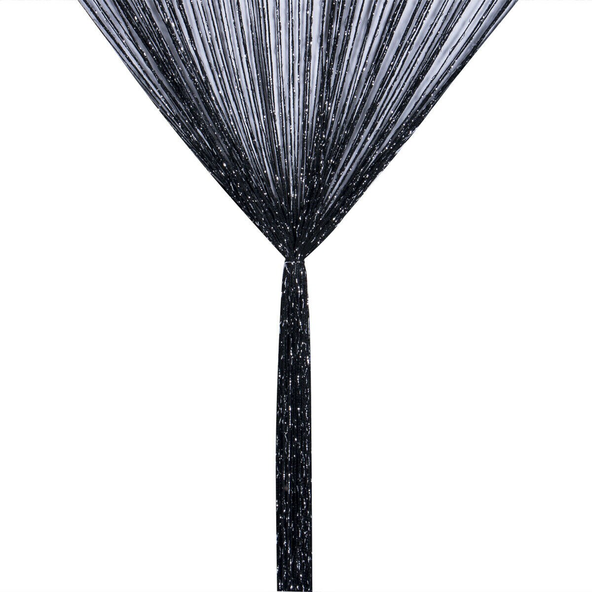 Luxury glass curtain 200x100cm Flash line bright tassel door curtain window divider home decoration curtains: Black