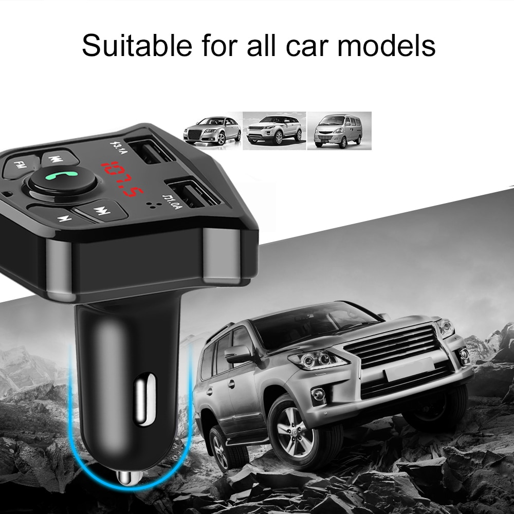 Transmetteur FM Bluetooth Pour Voiture, Lecteur MP3, Chargeur, Compatible Tous Smartphones