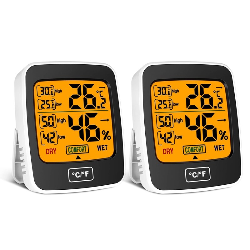GTBL 2Pcs Room Thermometer Digital Indoor Hygrometer-Temperature And Humidity Monitor Room Moisture Meter With Press Button