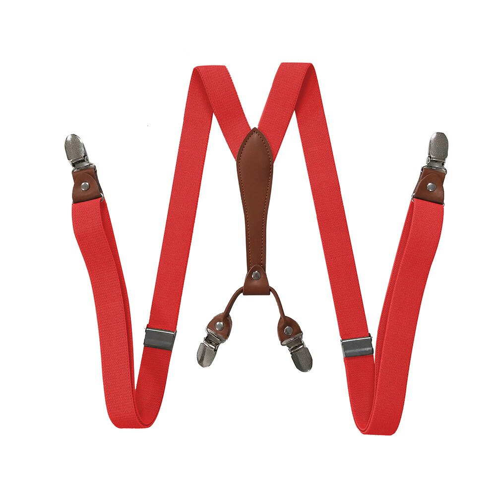 Vrouwen Bretels 4 Clips Y Terug 2.5Cm Breed Verstelbare Elastische Jean Broek Brace Strap Dames Bretels Voor Bruiloft party Event: Rood