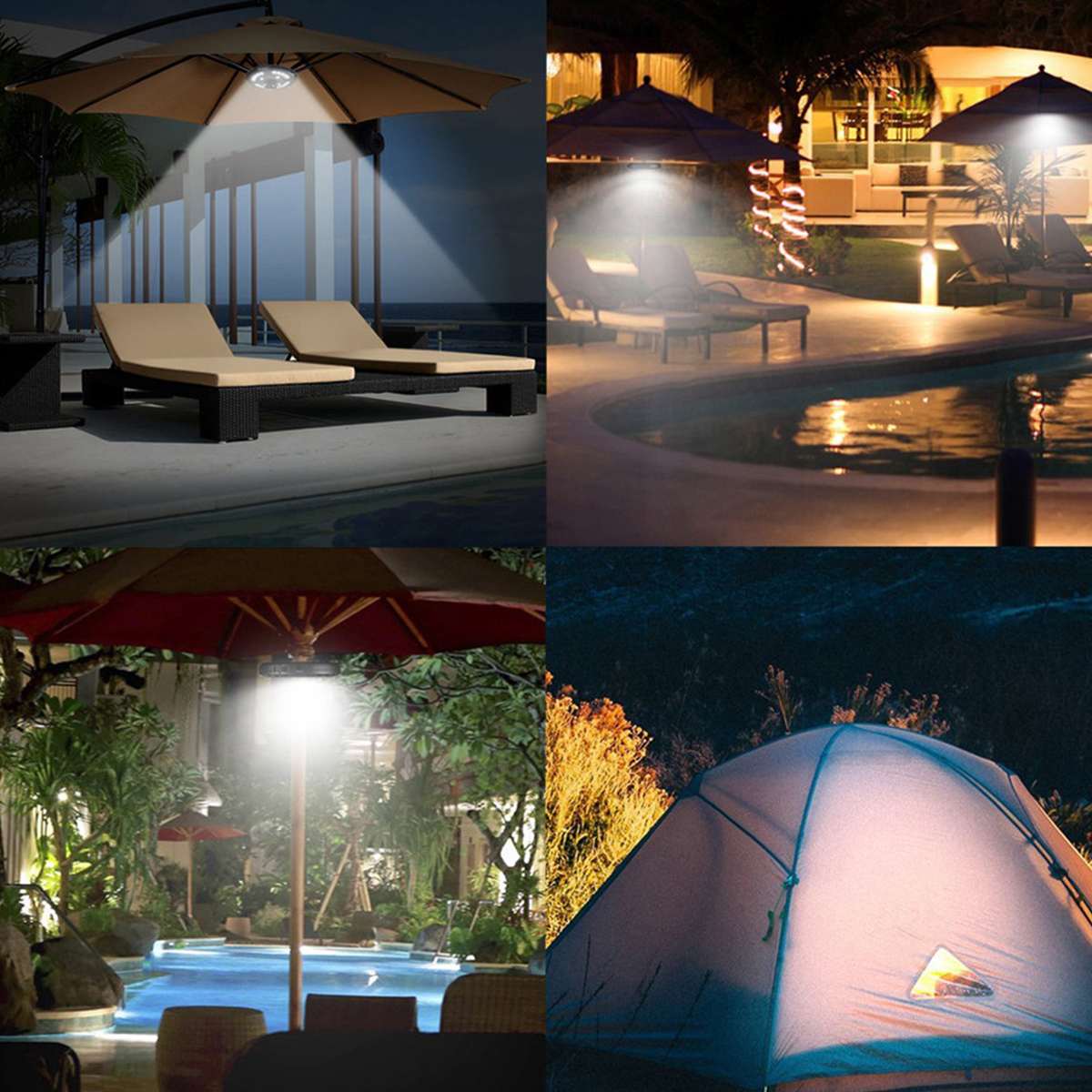 28 led terrasse paraply lys have parasol lampe led string 3 modes ledningsfri lys dekor belysning baggård udendørs lampe