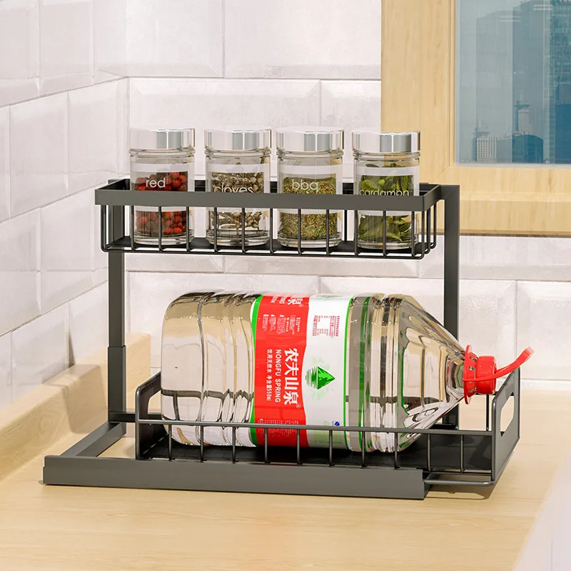 Unter Waschbecken Organizer & Lager, mit Schiebe schublade 2 Ebene Mehrzweck Schlecht Regal Organizer für Küche Schlecht Lagerung