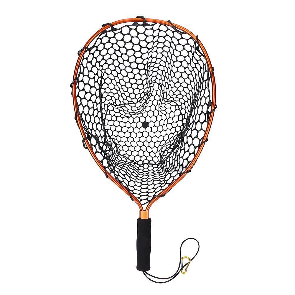 Fishing Net Aluminum Pole Retractable Telescoping Foldable Landing Rubber Net MCK99: Gold
