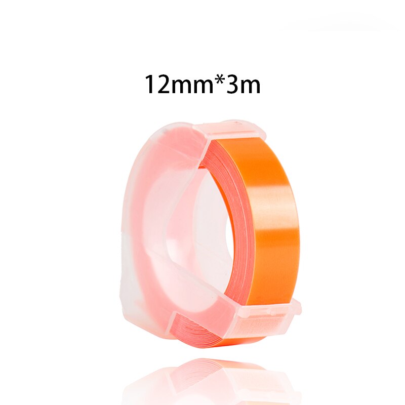 1 pz colore arancione compatibile DYMO 1610 12965 1880 etichettatrice DYMO 3D plastica stampa goffratura etichetta 6/9/12mm * 3m MOTEX E101: 12mm