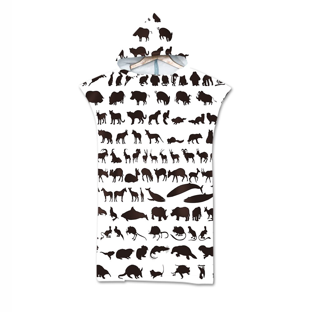 Microfiber Wetsuit Changing Robe Poncho With Hood Cute Animal Printed Quick Drying Beach Hooded Towel For Swim Surf Bathrobe: 6