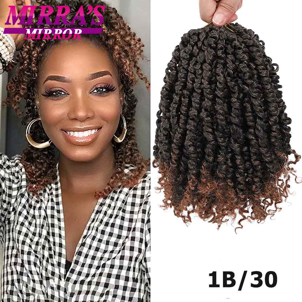 Bob corto Pre Twisted Passion Twist Crochet Hair 6/8 pulgadas trenzas de ganchillo pre-bucle para mujeres extensiones de cabello trenzado sintético: T1B / 30 / 6 pulgadas / 6 unids/lote