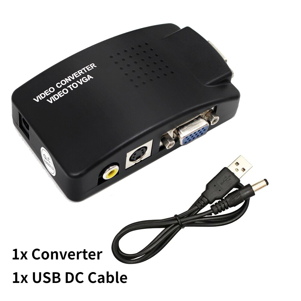 Av Vga Converter 3RCA S-Video Vga Naar Vga Adapter 1080PHD Video Converter Voor Pc Naar Tv: With DC Cable