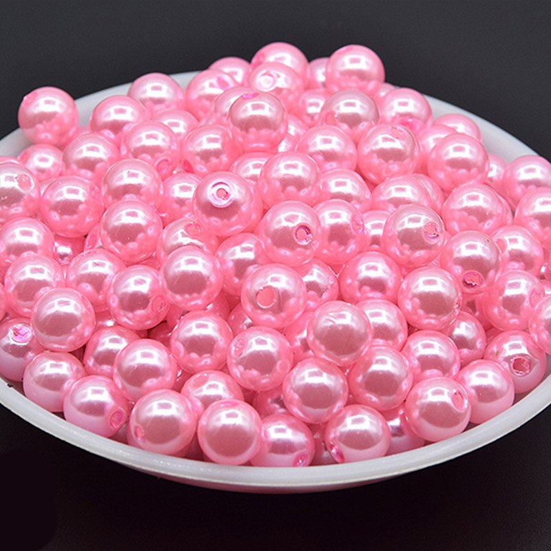 10 farver runde perler legetøj til børn pige viftende halskæde snøring legetøj diy armbånd håndlavet pink blå rød perle til børn: 02