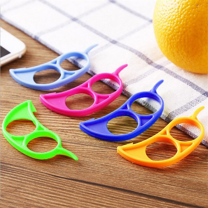 Plastic Gadget Oranje Citrus Slicer Citroen Remover Grapefruit Zester Apparaat Fruit Cutter Gereedschap Dunschiller Vinger Ring met Tip Opener