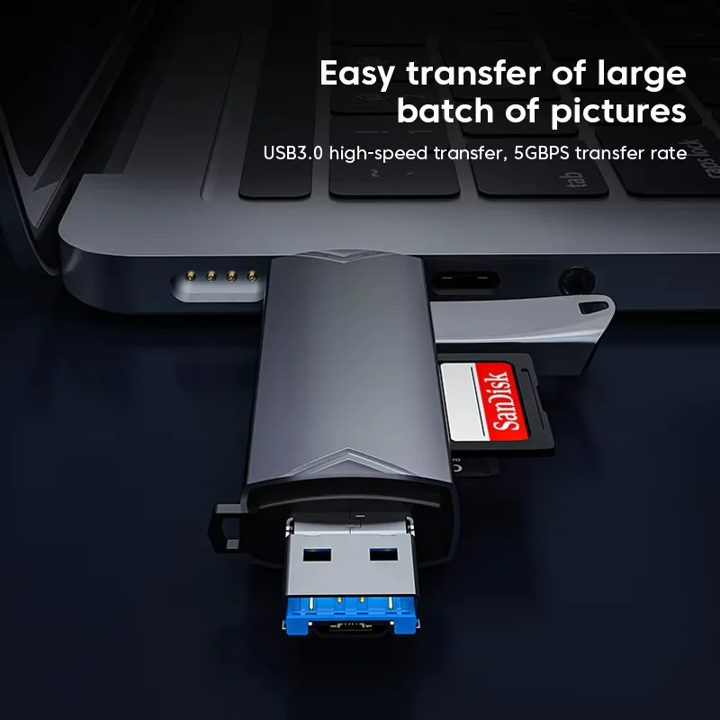 Lecteur de carte disque multifonction 6 en 1 Usb 3.0 U, Type C/Micro Usb/Tf/Sd, clé USB, adaptateur de lecture de carte mémoire, accessoires de téléphone