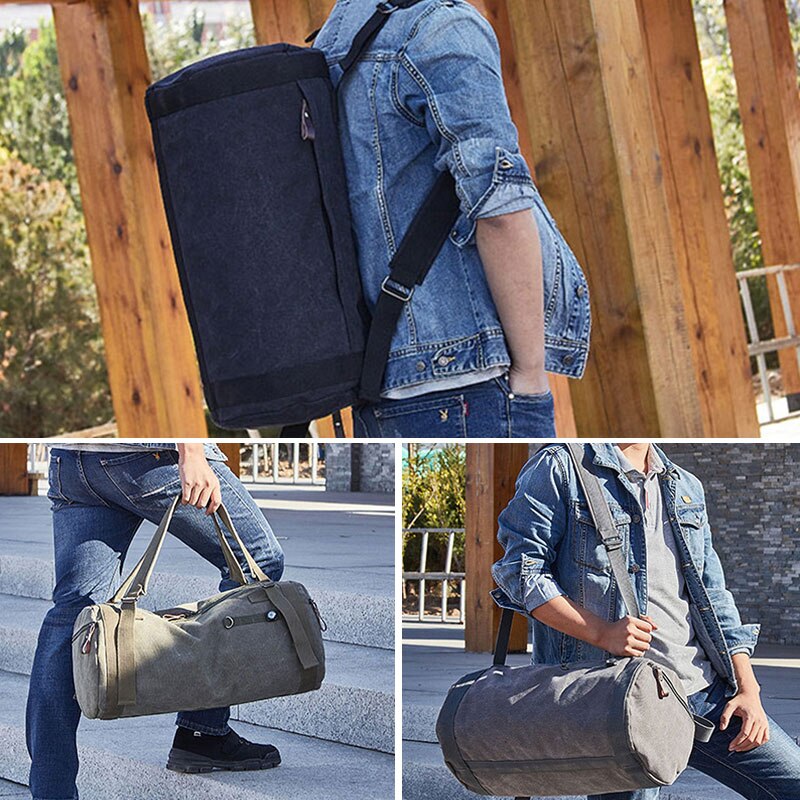 Men Fitness Gym Bag Training Backpack Cylindrical Bucket Rucksack Canvas Travel Hiking Shoulder Blaso Sac De Sport Outdoor XA95D