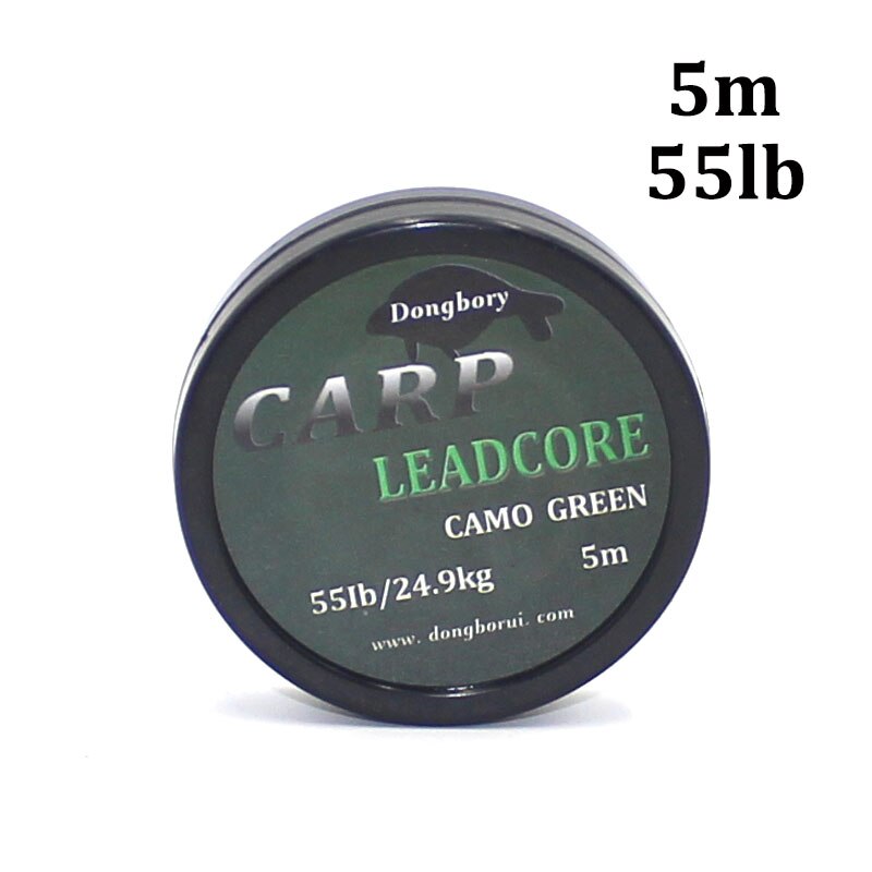 5m carpa linha de pesca chumbo núcleo helicóptero carpa equipamento de cabelo broca 12 trança fio líder linha equipamento de pesca diy acessórios: Green-55LB