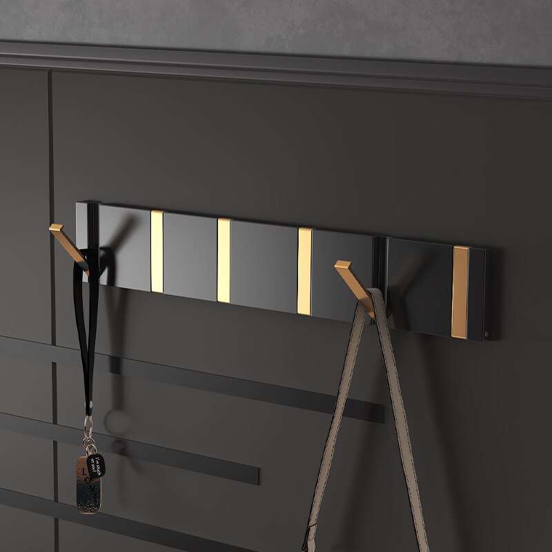 Toallero plegable Invisible de estilo europeo, Colgador de gancho de pared para baño, cocina, dormitorio, pasillo, color oro negro, 5 luces