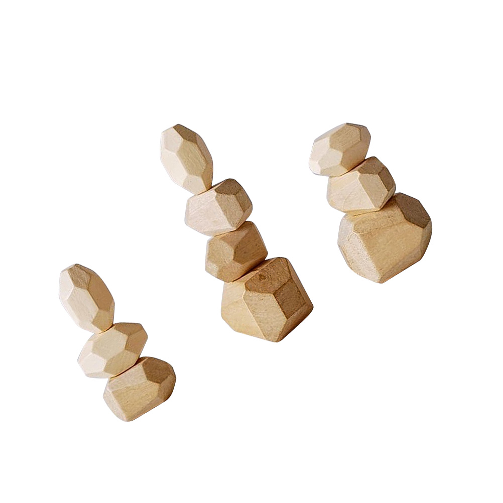 10Pcs pietra di legno che impila i giocattoli giocattoli educativi gioco dei blocchi dei bambini