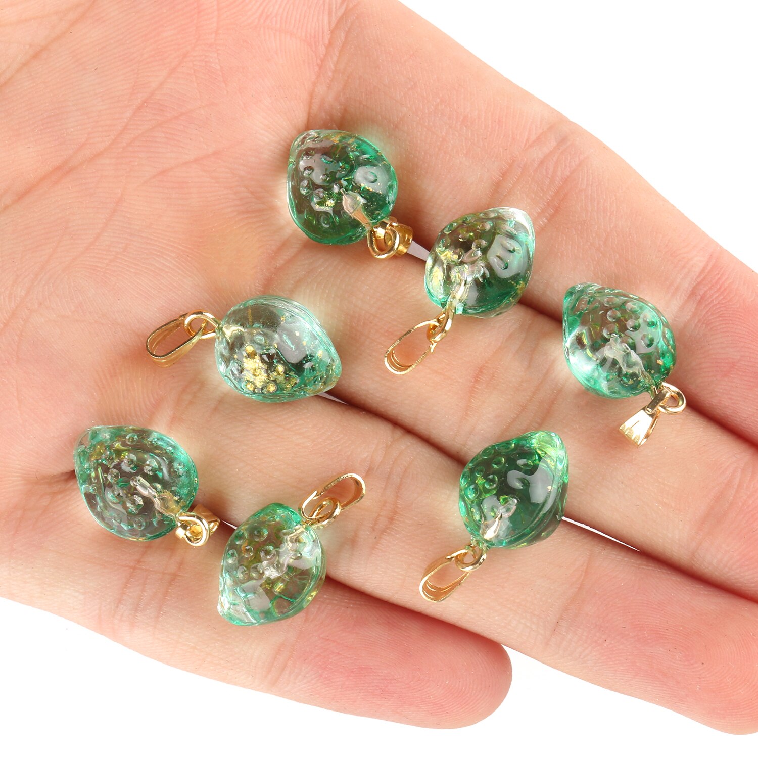 10Pcs Kleurrijke Tsjechische Lampwork Aardbei Hangers Fruit Glas Bedels Hanger Voor Ketting Sieraden Maken Diy Handgemaakte