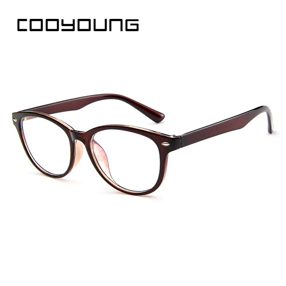 COOYOUNG Vintage Eyeglasses Frame Women Computer Optical Glasses Spectacle Retro Women's Transparent Female Glasses: C4Brown