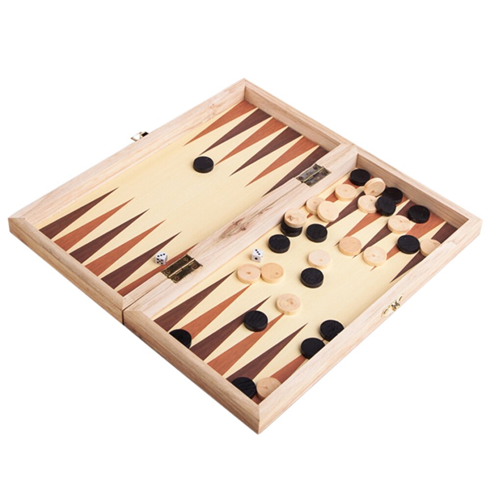 30X30CM Houten Schaakspel Internationale Schaken Set Backgammon Checkers Schaakspel Houten Schaakstukken Met Vouwen Schaakbord