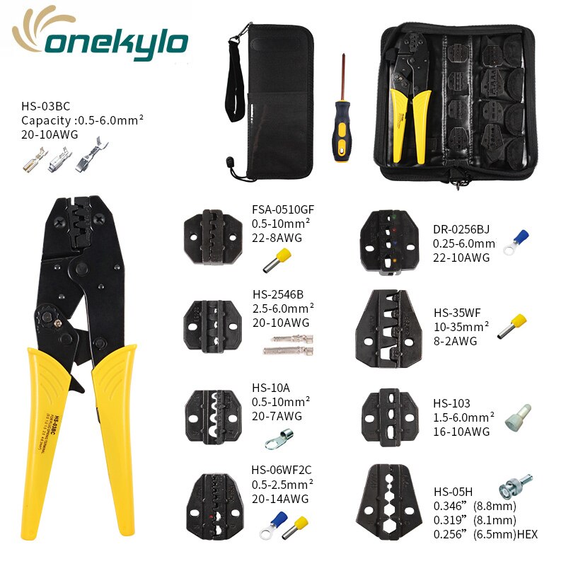 HS series hand crimping toolratchet crimping tool cable portable multi function folding pocket tool plier +jaw hs nippers: HS-03BC KIT