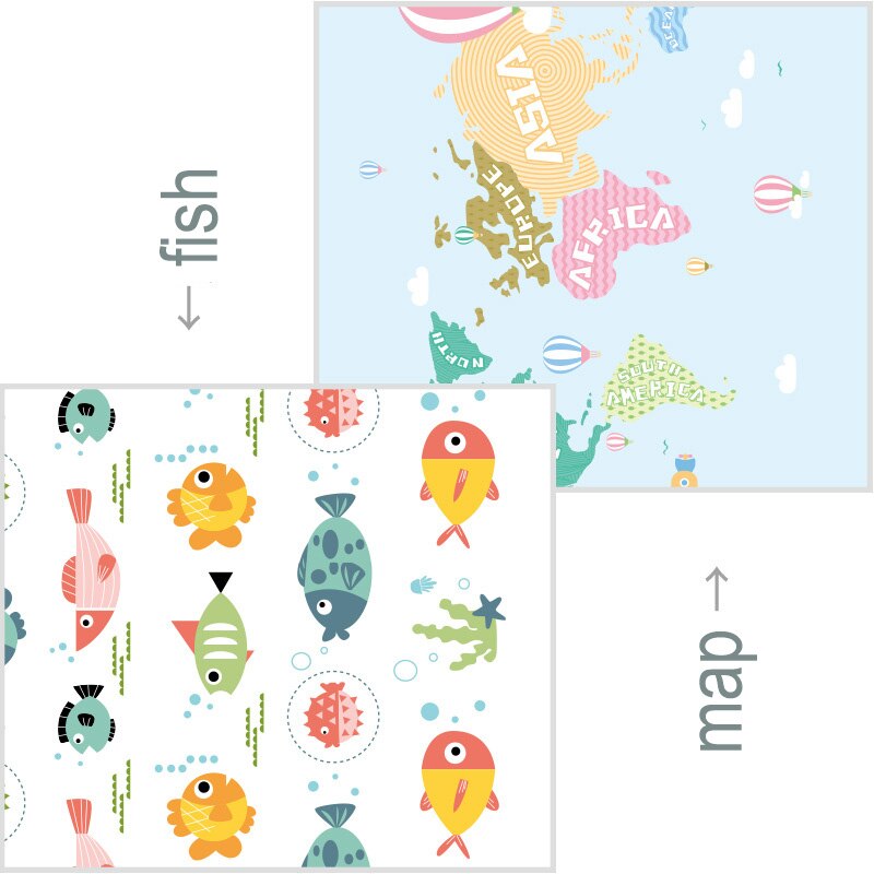 Kinderspielmatten, faltbare babyspielmatte, wasserdicht, für kleinkinder, #39 1cm dicke, weiche krabbelmatte aus xpe-schaum, wasserdichter kinderteppich: Fischkarte / 180 x 160 x 1cm