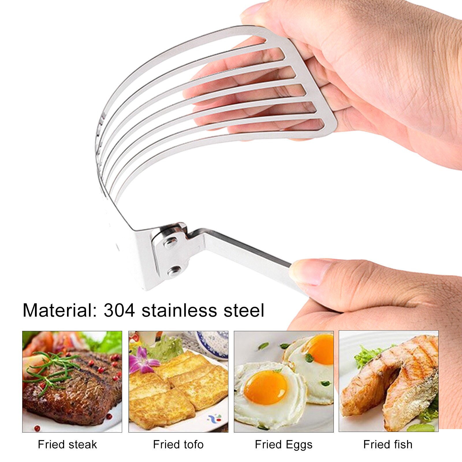 Stainless steel cooking fish spatula non-stick pan with wooden handle stainless steel slotted fish spatula kitchen