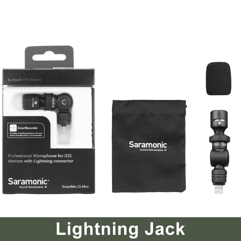 Saramonic smartmic di mini / uc mini mikrofon lyn / type c jack til iphone android smartphone taleopptak vlog mic: Lyn jack