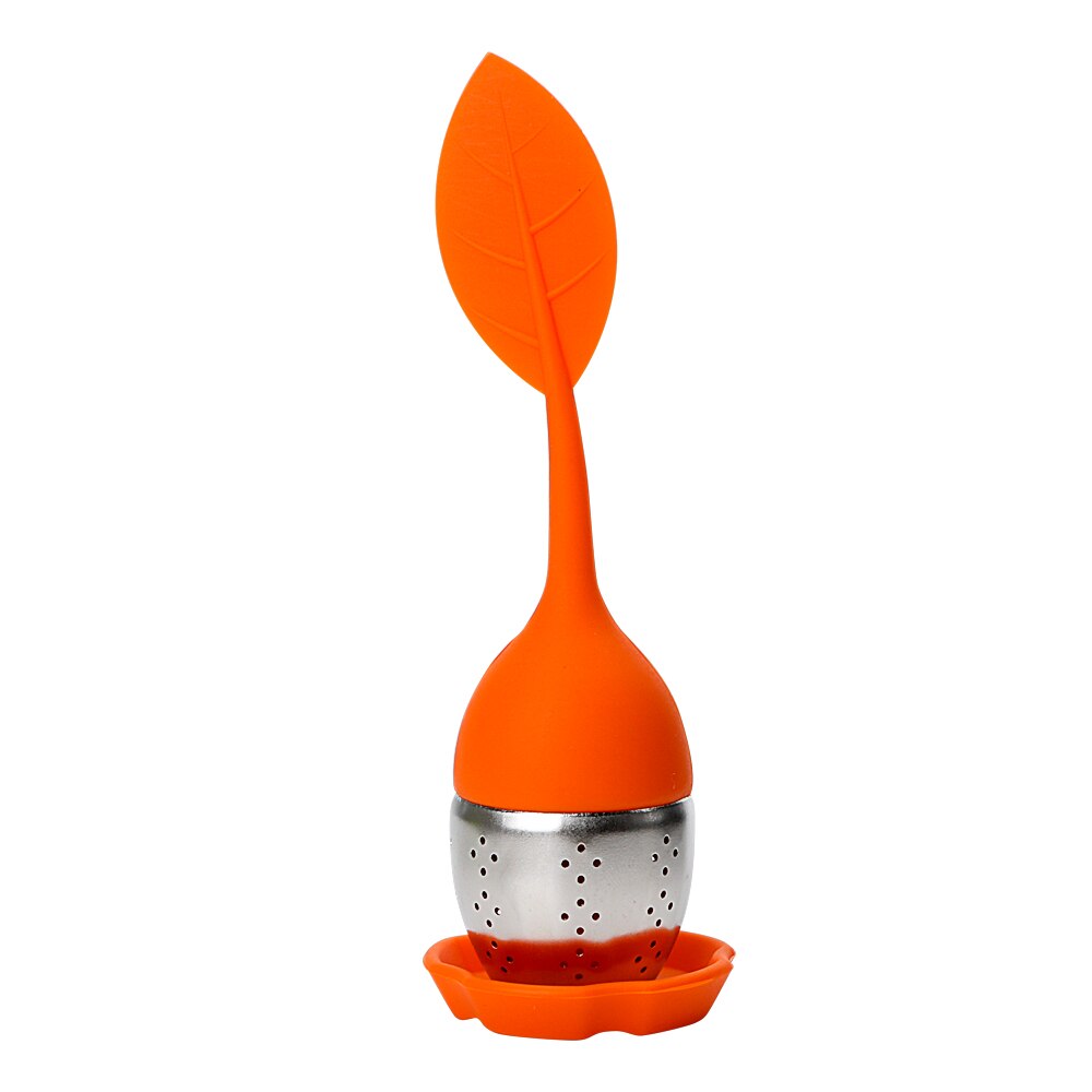 Silicone Cute Leaf Tea Infusers High temperature Resistance Tea Strainers Reuseable Teaware Filters Scented Tea Tools: Orange