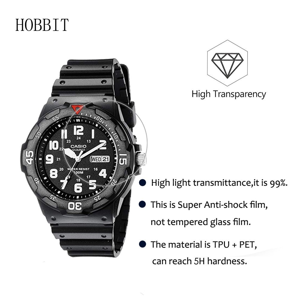 3Pack 5H Nano Explosion-proof Screen Protector for Casio Men's MRW-200H MRW200H MRW-210H MCW100H Watch Screen Protection Film