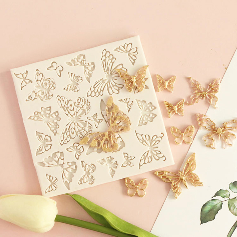 Stampo per torta in silicone a forma di farfalla Sugarcraft Strumenti in resina per cupcake al cioccolato Strumenti per decorare fondente: grigio